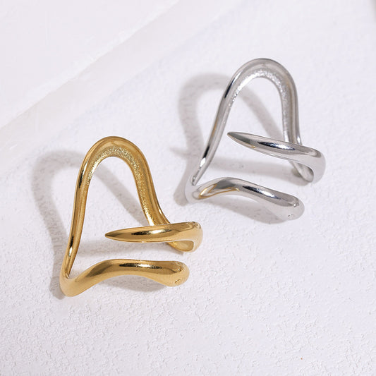 Minimalist Women's 18K Gold Plated Stainless Steel Irregular Geometric Ring