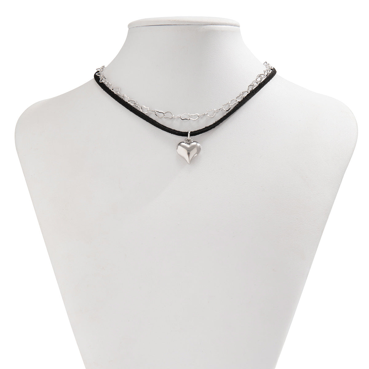 Collana Choker in Lega a Cuore "Sweet-Edgy" con Pendente Geometrico e Catena Fatta a Mano