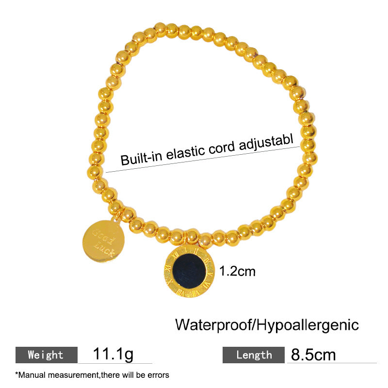 Gold Plated Titanium Steel Round Geometric Bracelet with Smile Element