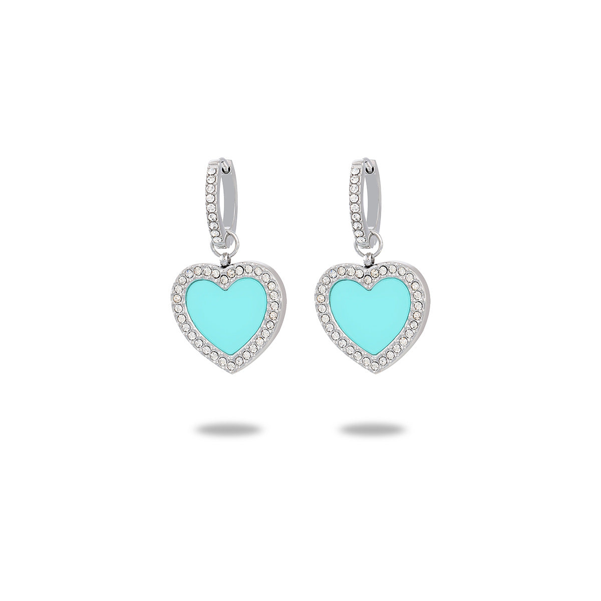 Orecchini da Donna Vintage a Cuore con Strass in Acciaio al Titanio, Gioielli di Moda Minimalisti con Finitura Placcata