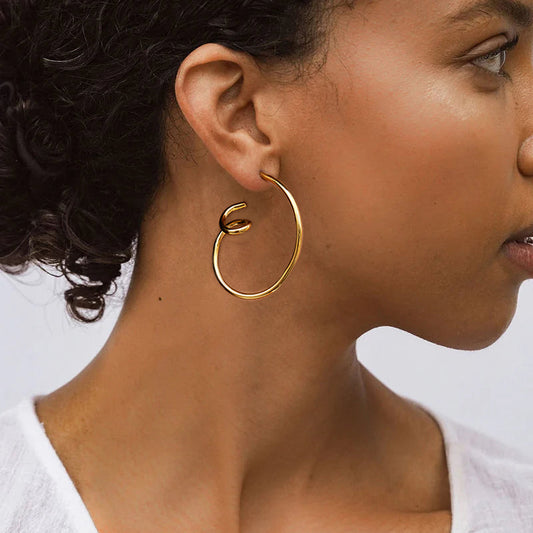 Orecchini a perno geometrici minimalisti in acciaio inossidabile con placcatura in oro 18 carati da donna