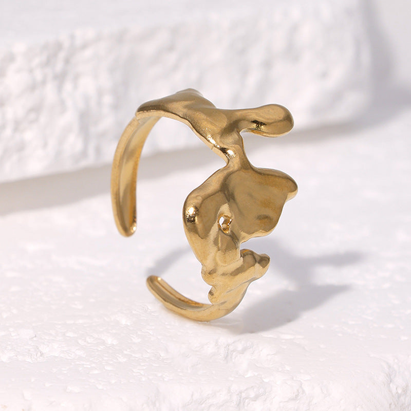 Anello Aperto Geometrico Minimalista Gioielli da Donna in Acciaio Inossidabile Placcato Oro 18K