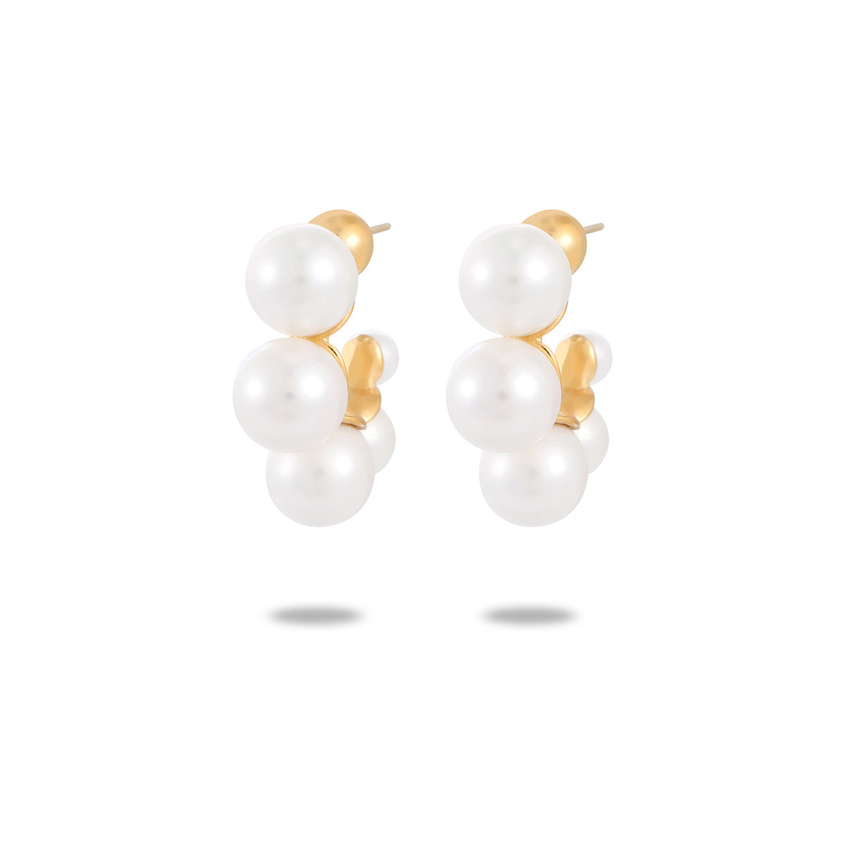 Orecchini pendenti vintage di lusso in acciaio inossidabile placcato oro 18 carati con perle, da donna, stile moda OL