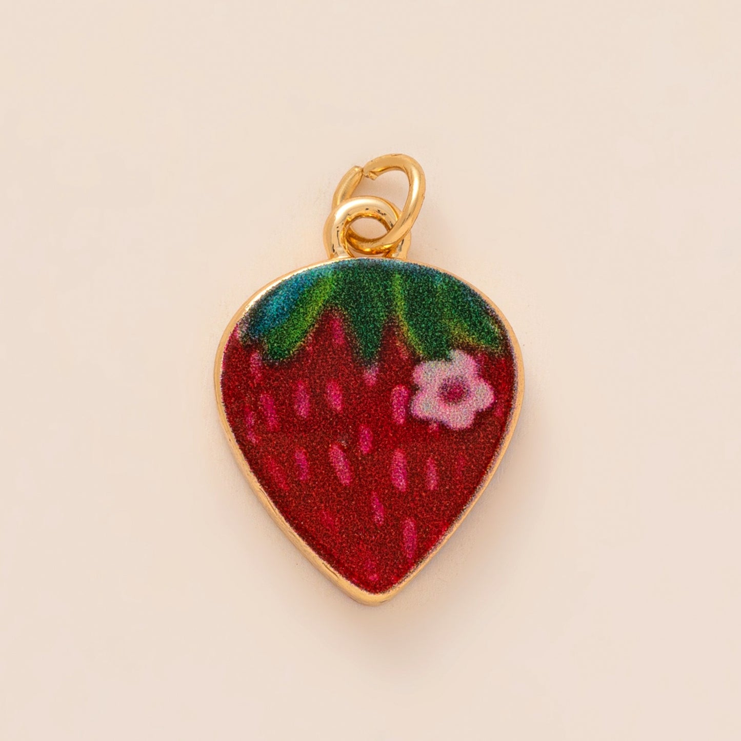 Sweet Floral Brass Plated Persimmon and Note Shoe Charm with Yellow Tulle Bow
