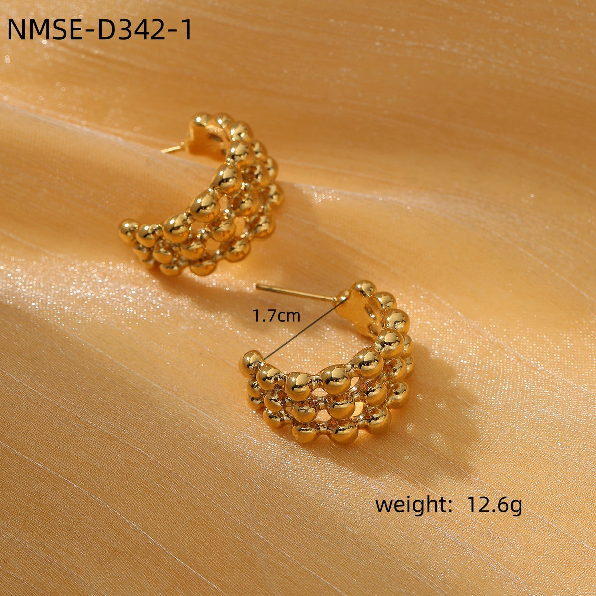 Pendientes de tuerca geométricos huecos de acero inoxidable vintage con acabado chapado para mujer