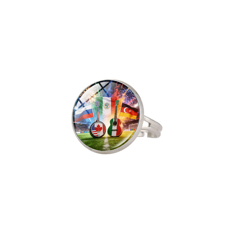 Vintage Sporty Geometric Alloy Plated Ring Unisex World Cup Trophy Pattern Jewelry