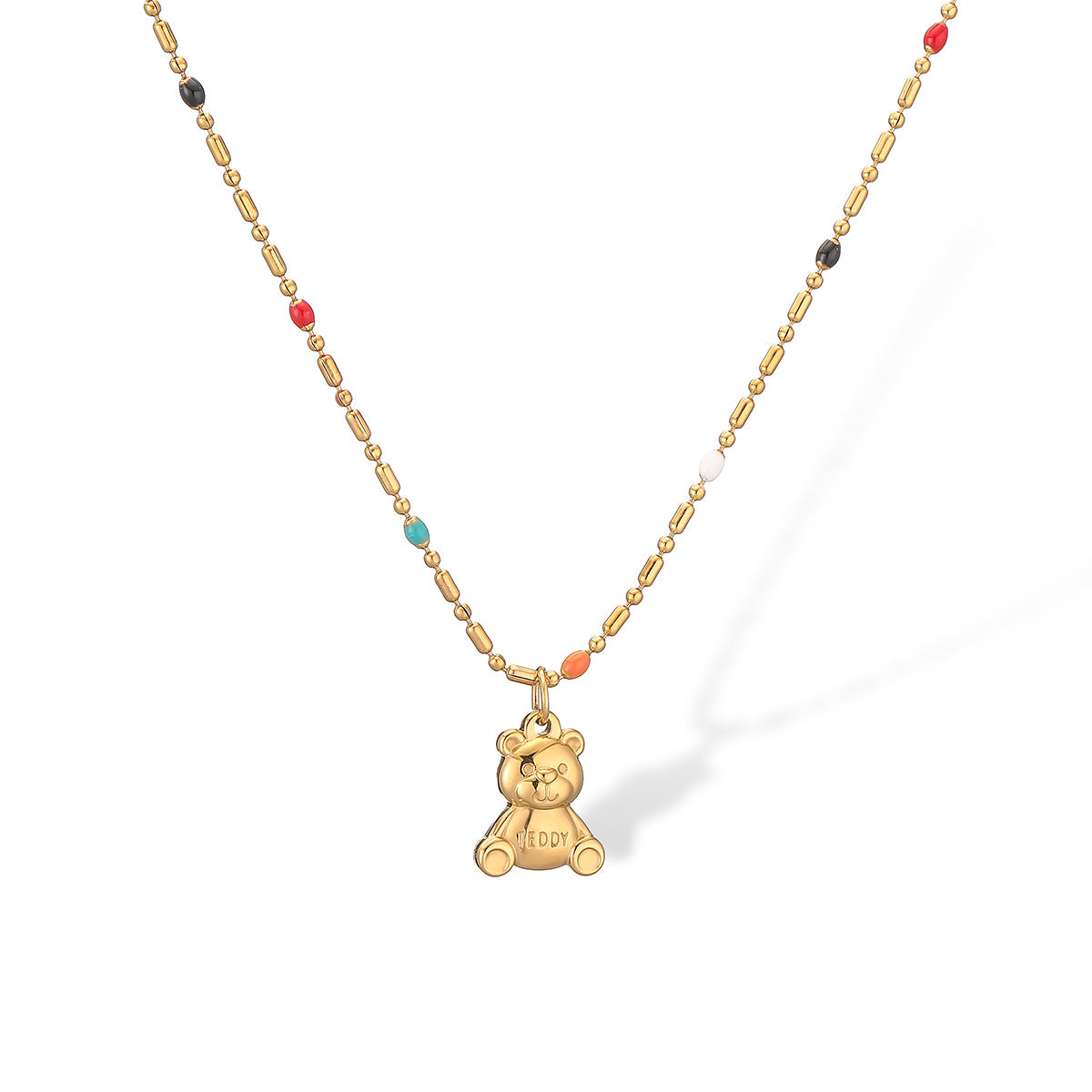 Minimalist Geometric Bear Pendant Necklace for Women in Titanium Steel with Irregular Design