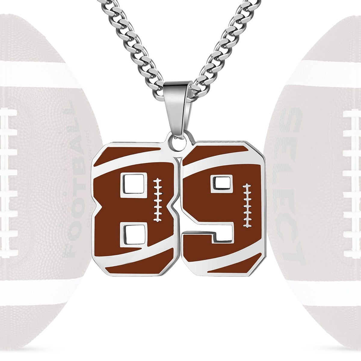 Motivational Football Number Pendant Necklace for Men in Stainless Steel with Polished Finish and Letter/Number Design