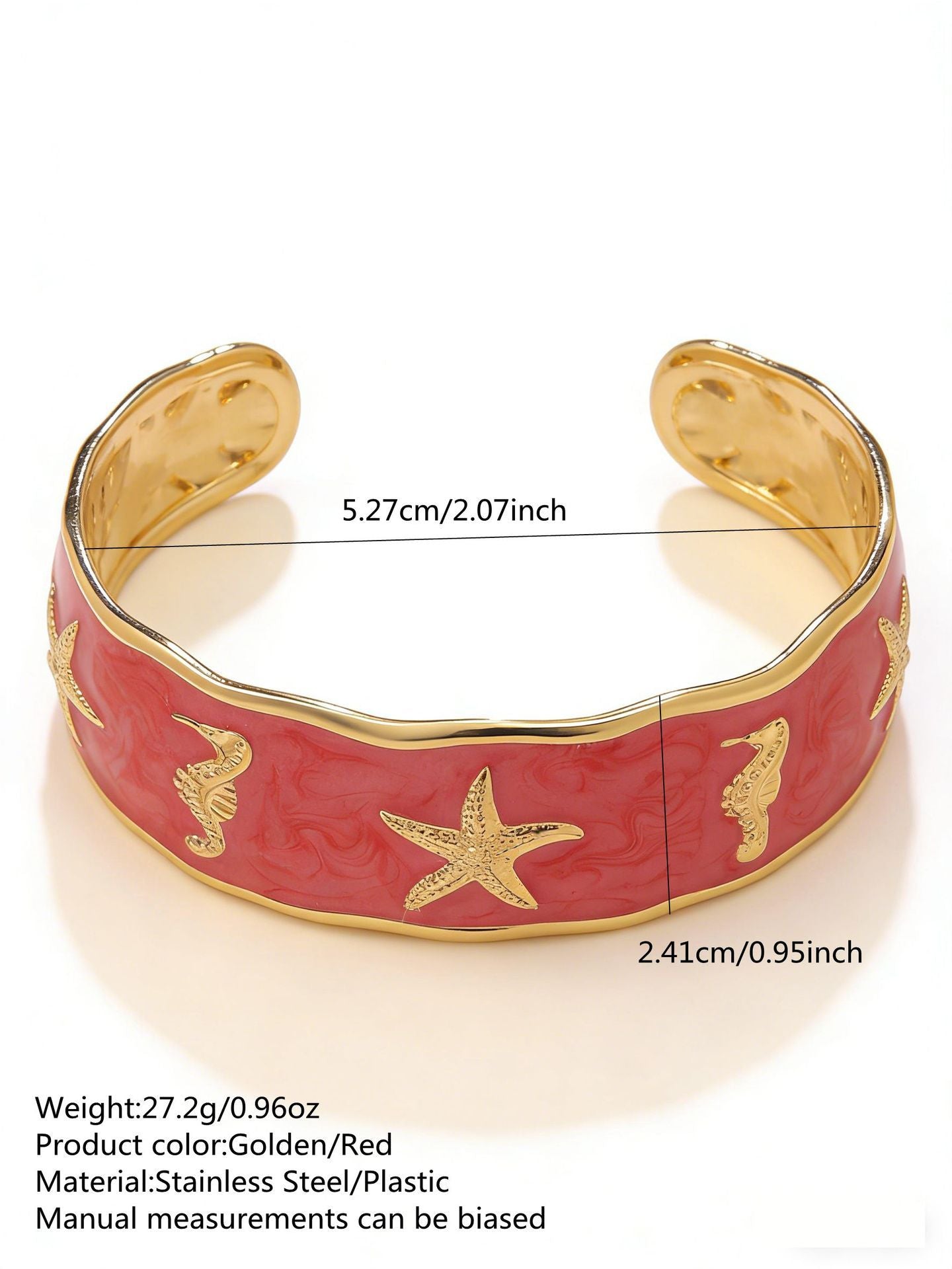 Elegante Pulsera Abierta de Lujo Floral con Esmalte de Aceite de Acero Inoxidable y Titanio con Cereza