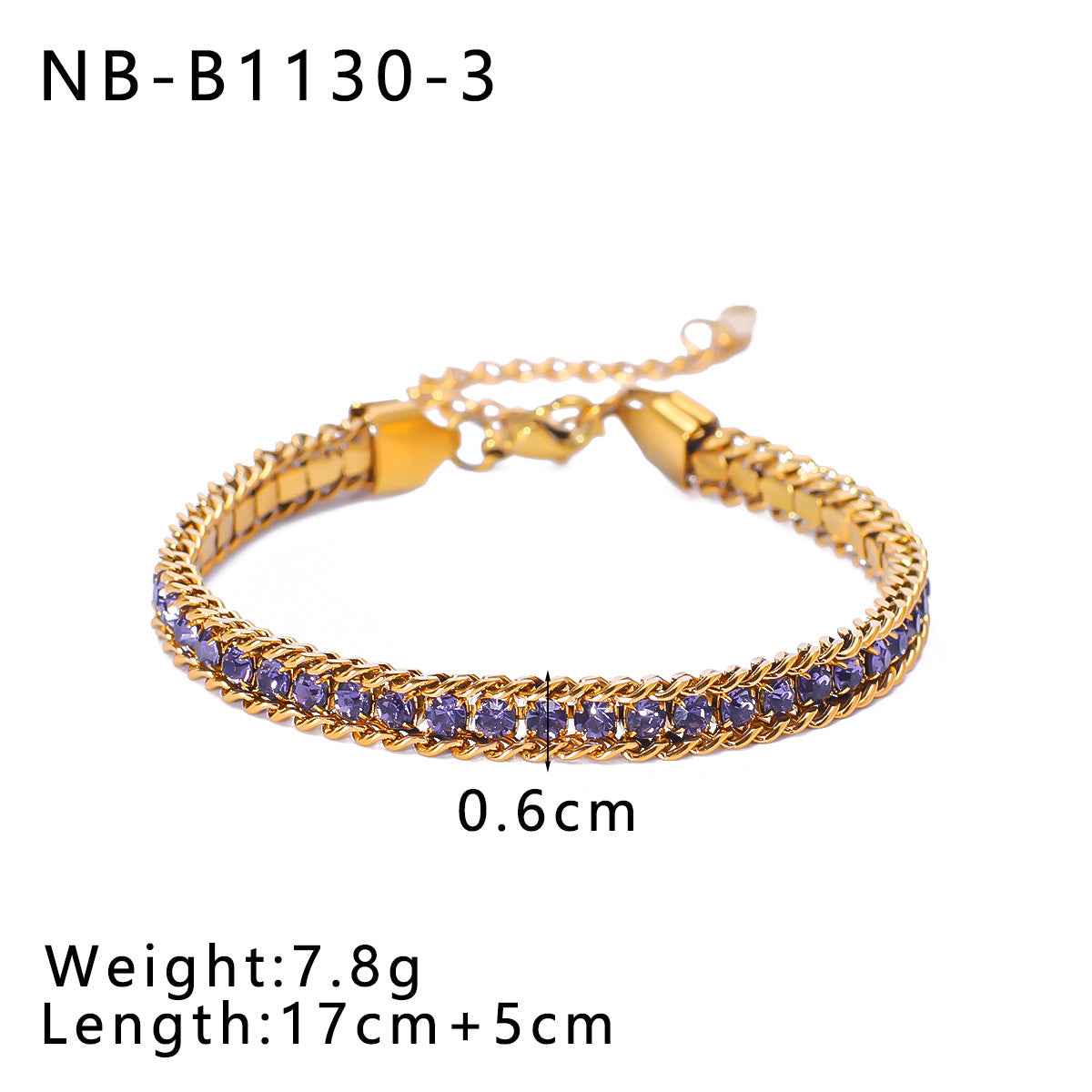 Bohemian Stainless Steel 18K Gold Plated Geometric Bracelet with Colorful Rhinestones Minimalist Women's Jewelry