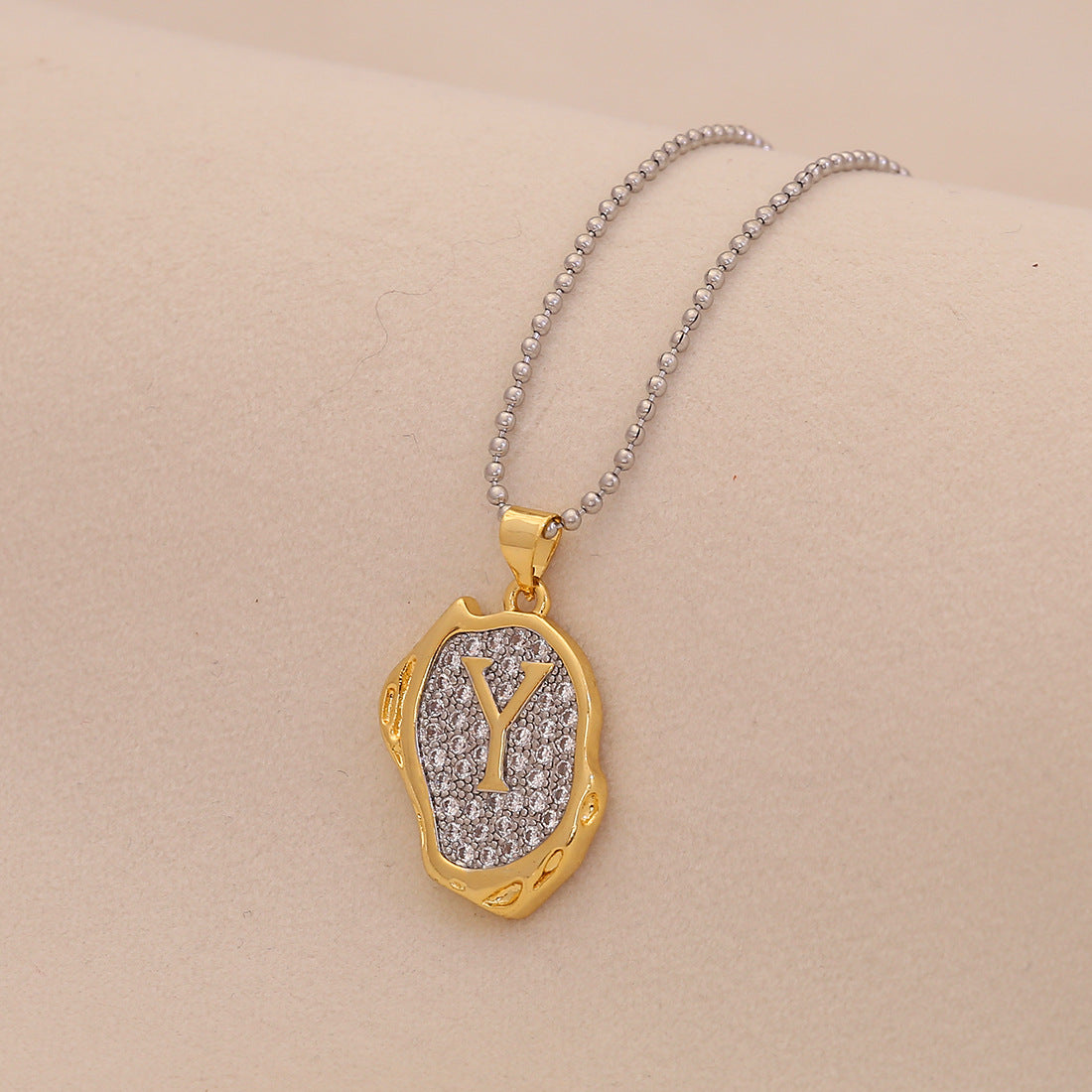 Retro Letter Pendant Necklace for Women in Brass with Minimalist Elegant Locket Style