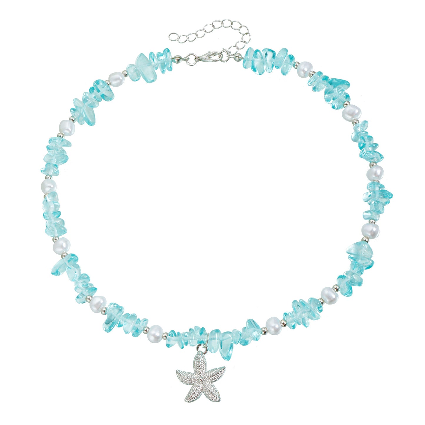 Minimalist Starfish Pendant Necklace in Zinc Alloy with Rhinestone Inlay on Delicate Choker Chain for Women