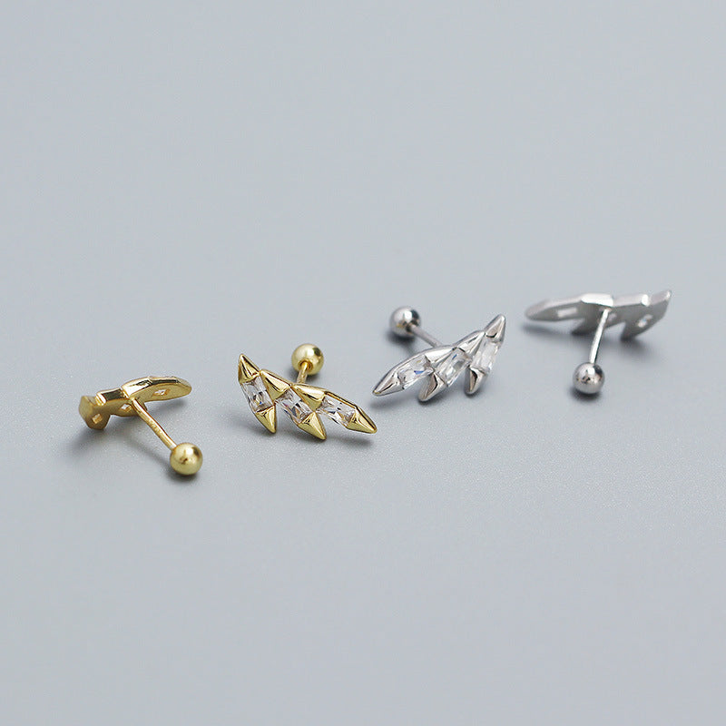Sweet Streetwear 925 Sterling Silver Geometric Wing Cone Threaded Cartilage Earring