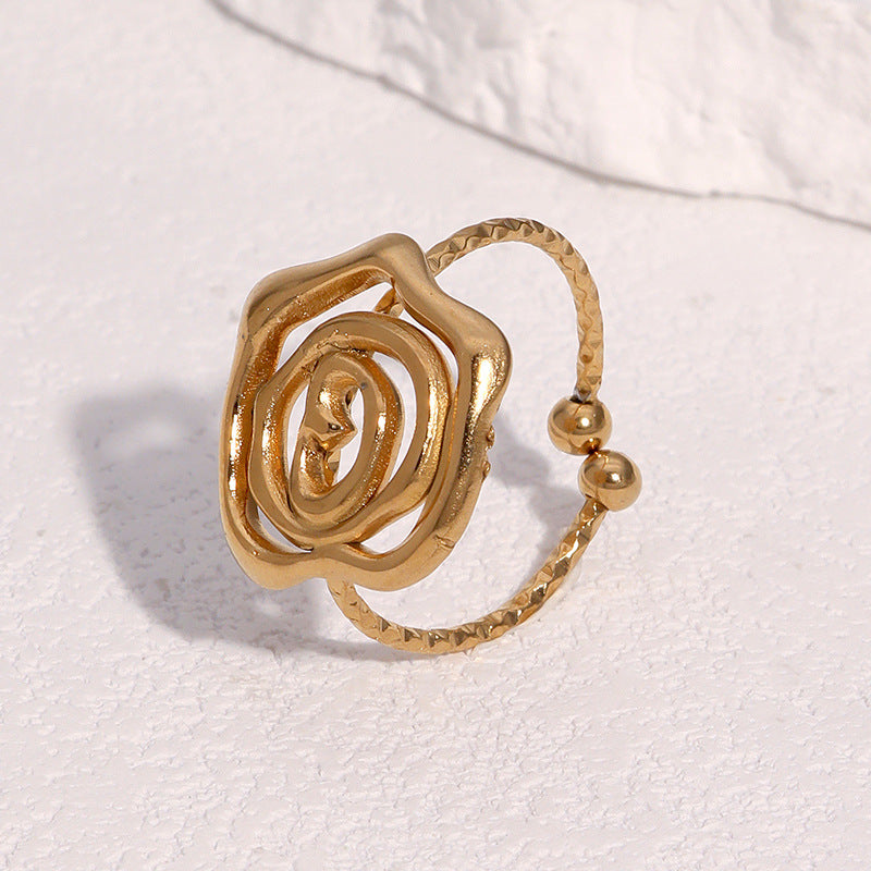 Anello Aperto Irregolare Geometrico Minimalista Gioielli da Donna in Acciaio Inossidabile Placcato Oro 18K