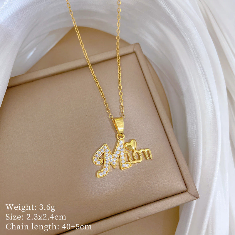 Ciondolo a Cuore in Stile Cartone Animato in Rame con Intarsio di Strass su Collana a Catena a "O" Placcata in Acciaio al Titanio per Donna e Uomo
