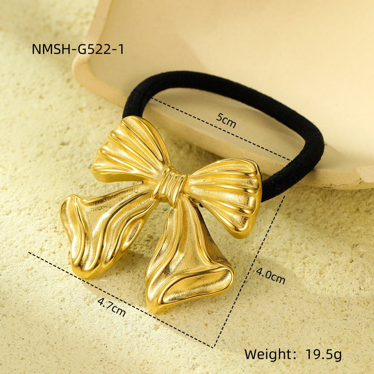 Vintage-Inspired Bow and Starfish-Shaped Stainless Steel Hair Tie with 18K Gold Plating for Women