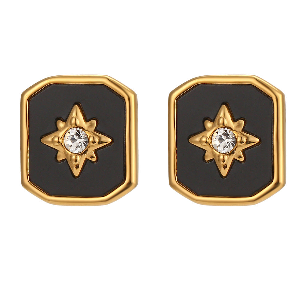Vintage-Inspired Geometric Shell-Shaped Earrings in Stainless Steel with 18K Gold Plating for Women