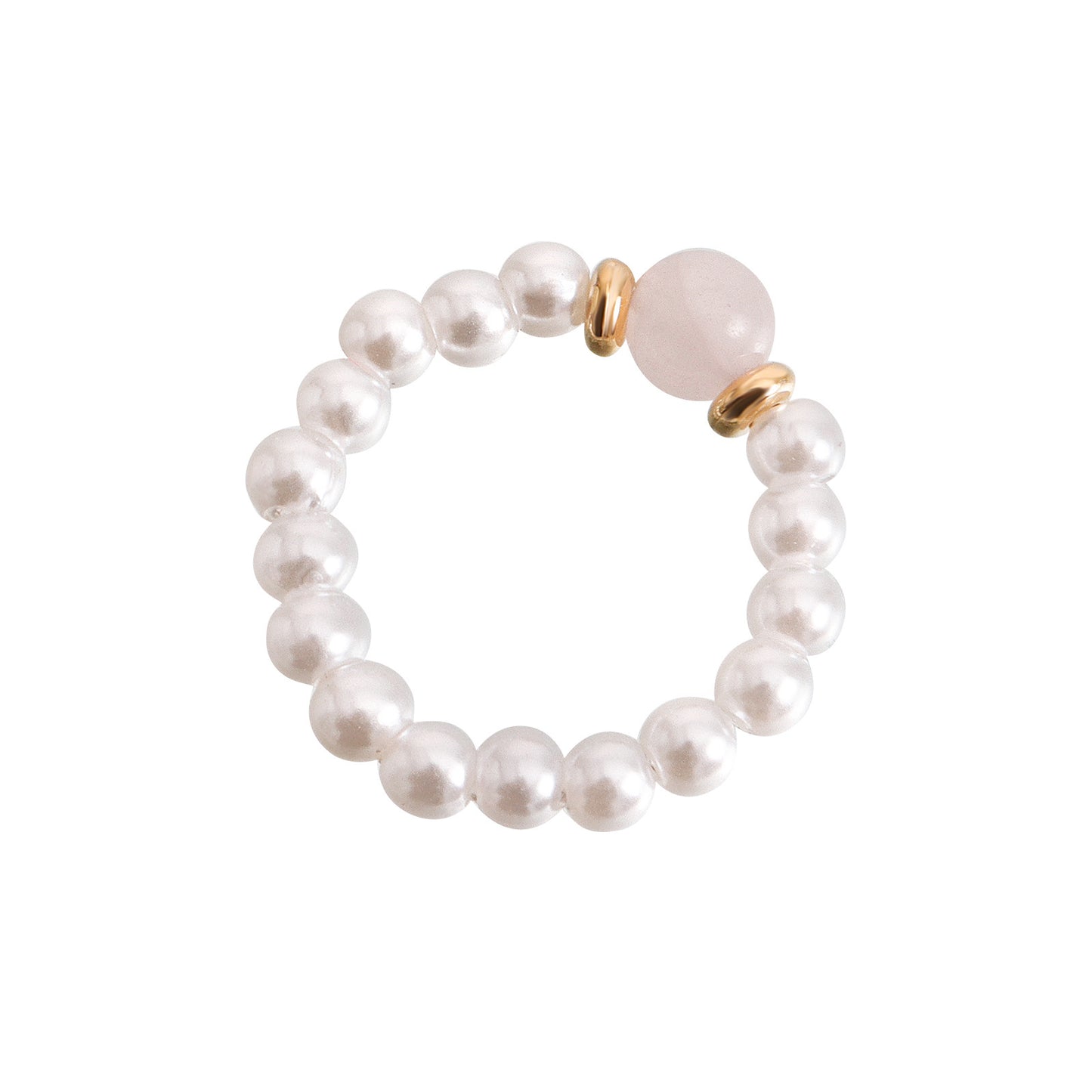 Anillo Acrílico Geométrico Bohemio con Perlas de Imitación y Acentos de Piedras Naturales para Mujer