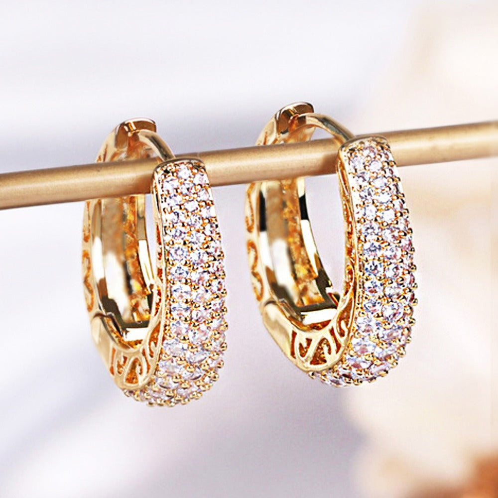 Minimalist Round Oval Cubic Zirconia Plated Brass Earrings for Women with 925 Sterling Silver Posts