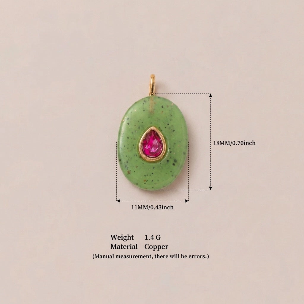 Colorful Cubic Zirconia Round Square Geometric Gold Plated Stainless Steel Pendant