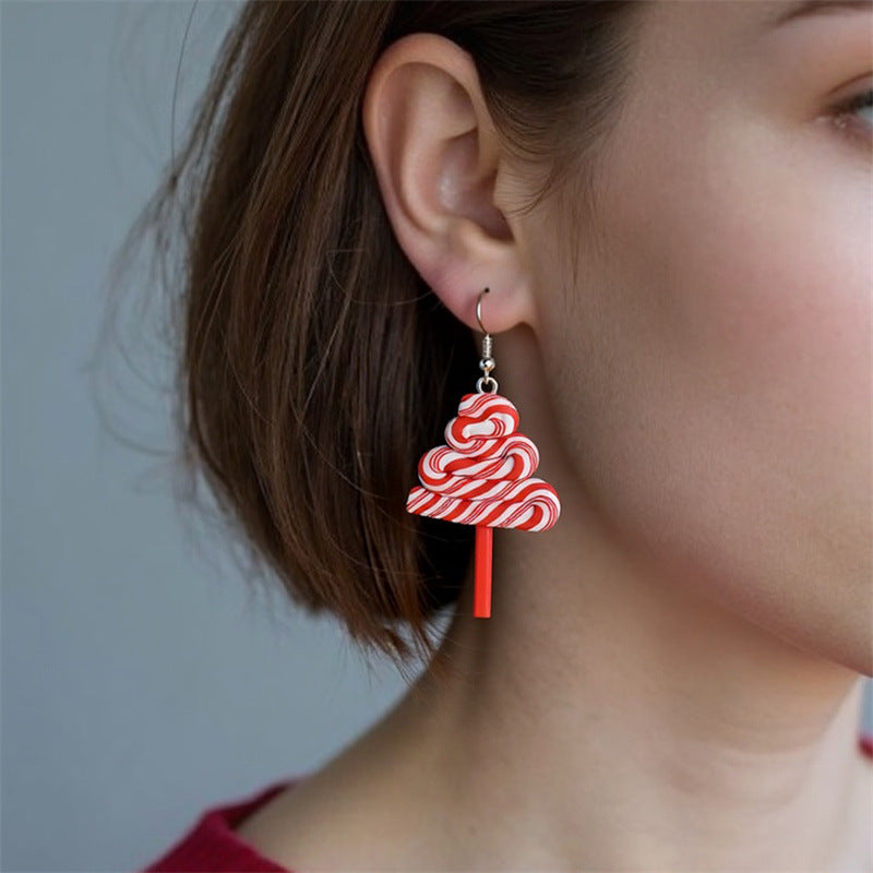 Pendientes de tachuela de árbol de Navidad geométricos minimalistas para niñas hechos de resina plástica con acabado chapado