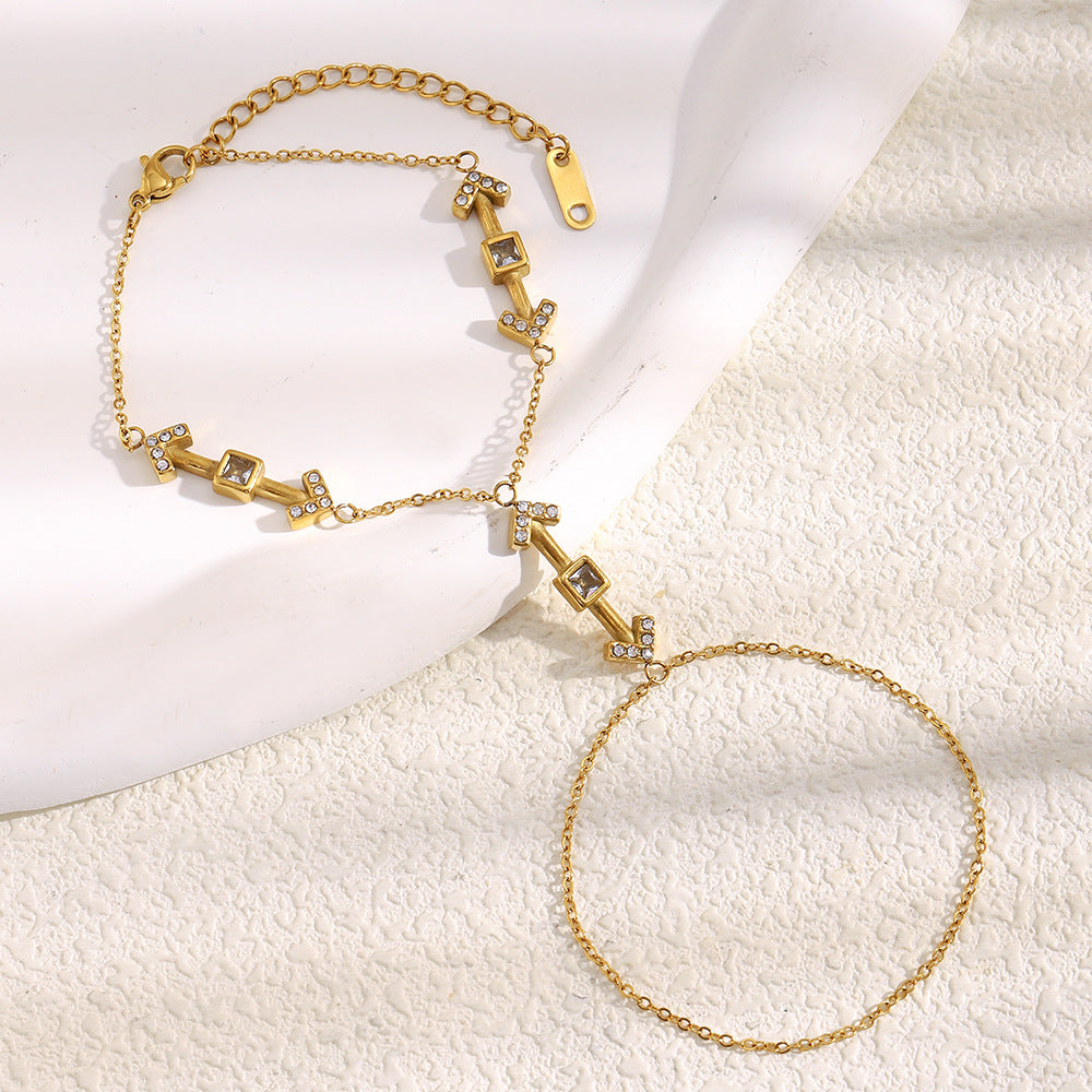 Set di anelli da dito con freccia geometrica alla moda per donna in acciaio inossidabile con placcatura in oro 18K