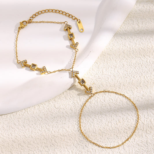 Set di anelli da dito con freccia geometrica alla moda per donna in acciaio inossidabile con placcatura in oro 18K