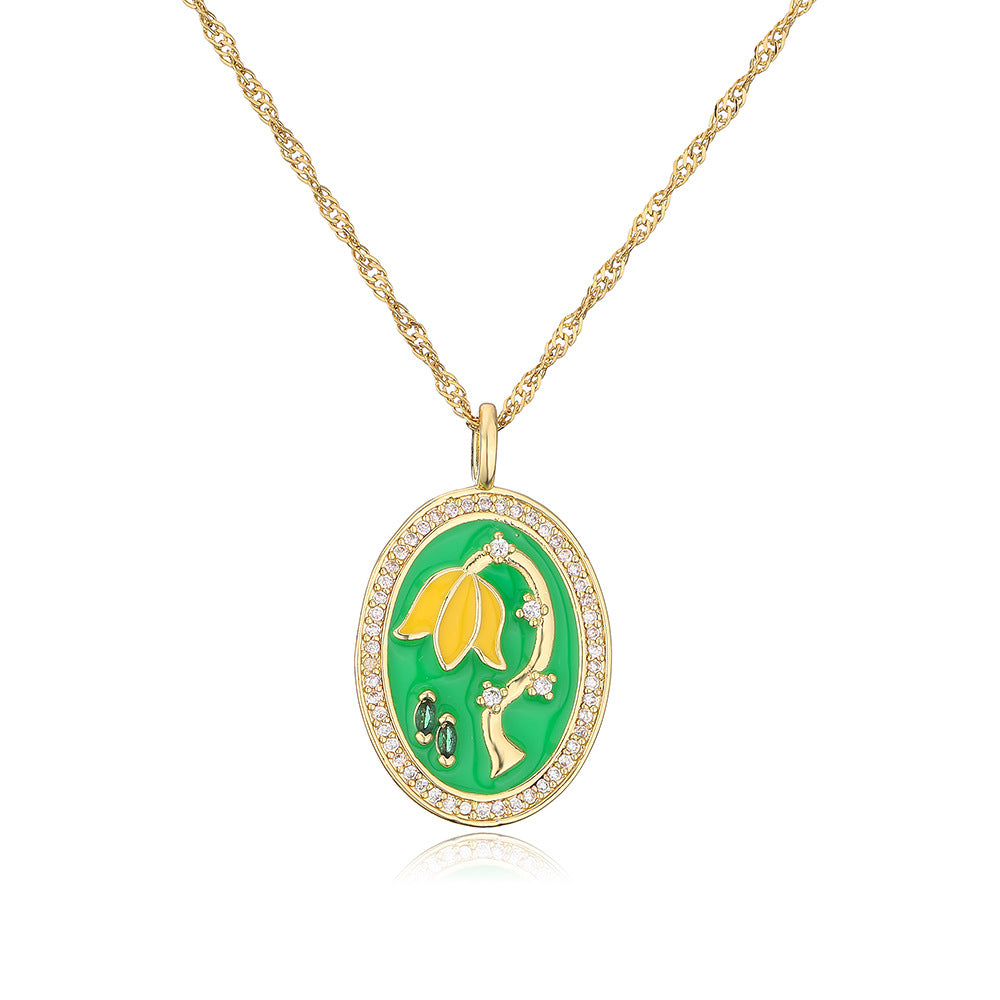 Collana pendente geometrica minimalista in rame smaltato da donna