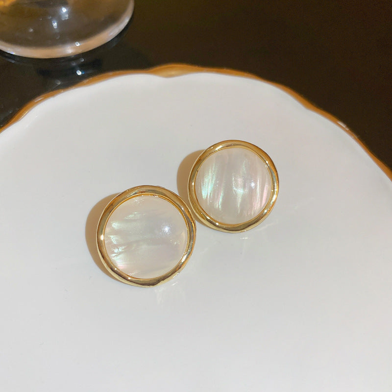 Pendientes de Ángel Retro Artísticos Ovalados con Incrustaciones de Pedrería para Mujer con Base de Cobre y Diseño Geométrico