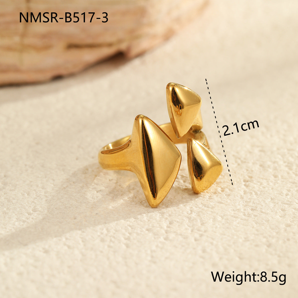 Anillo minimalista geométrico de acero de titanio para mujer con acabado chapado, banda personalizada de acero inoxidable de alta gama