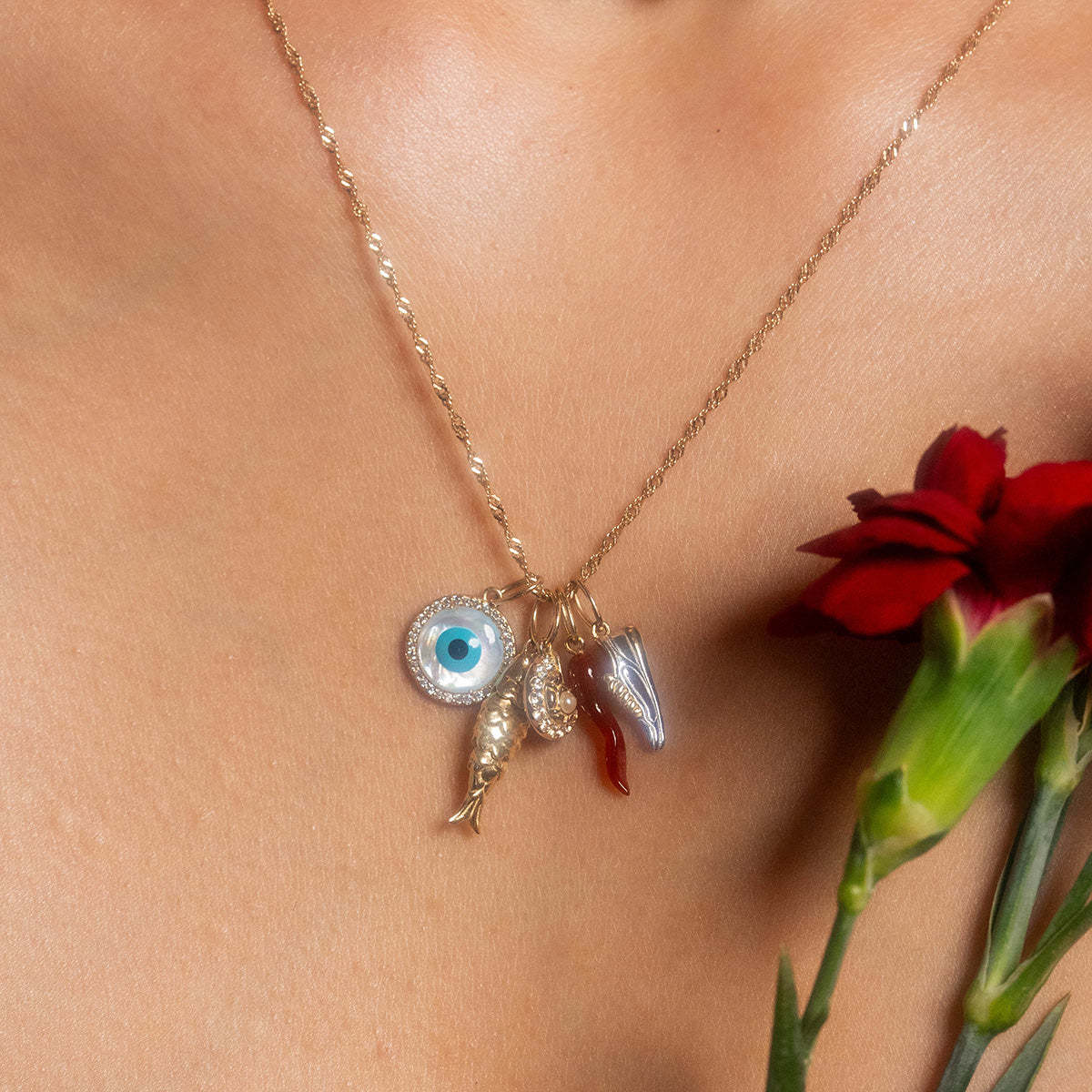 Casual Stainless Steel PVD 18K Gold Plated Elephant Heart Pendant Necklace