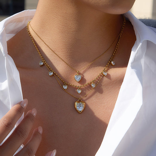 Minimalist Heart-Shaped Titanium Steel Pendant Necklace with PVD Vacuum Gold Plating for Women
