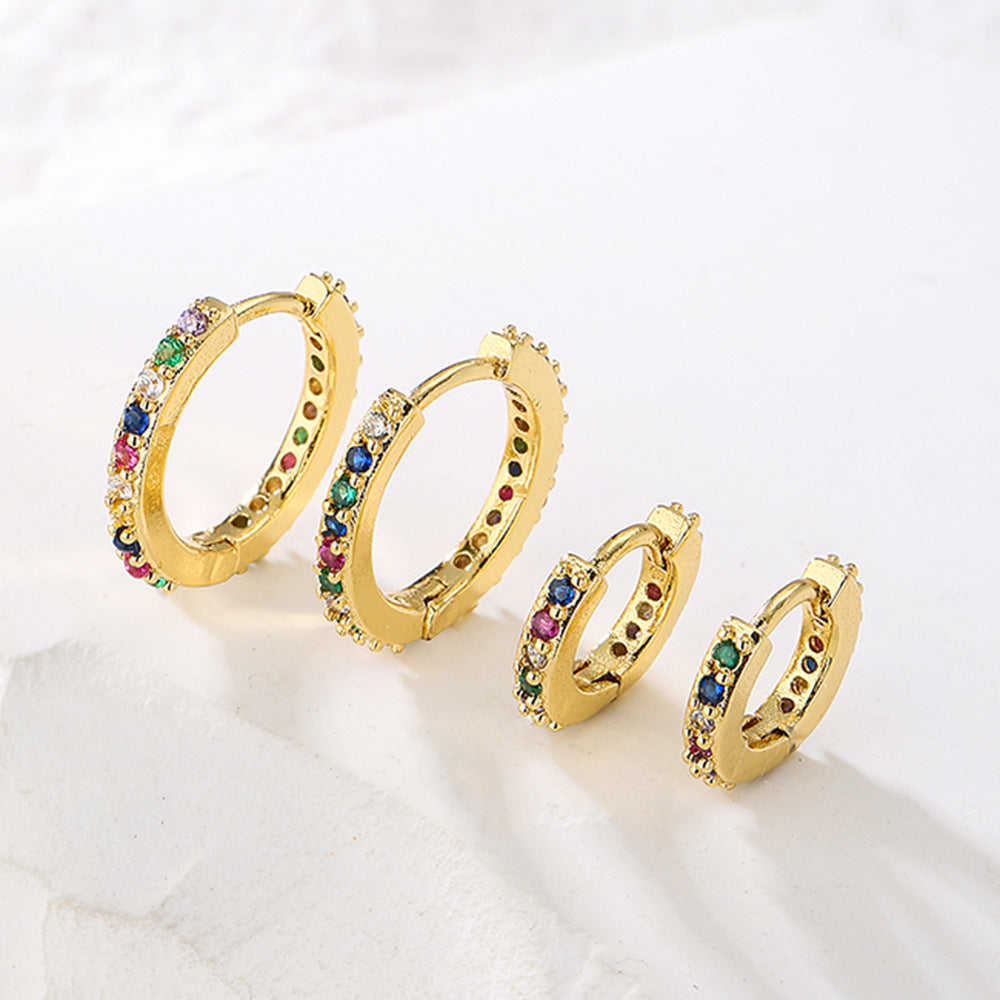 Minimalist Geometric Hoop Earrings for Women in Copper with Micro-Pave Setting