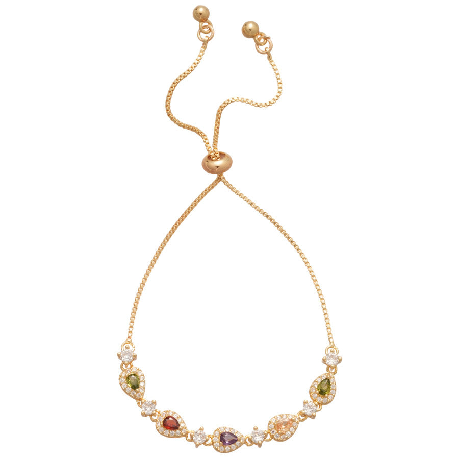 Elegante Bracciale in Rame a Goccia con Strass Placcato per Donne Stile Lusso Minimalista alla Moda