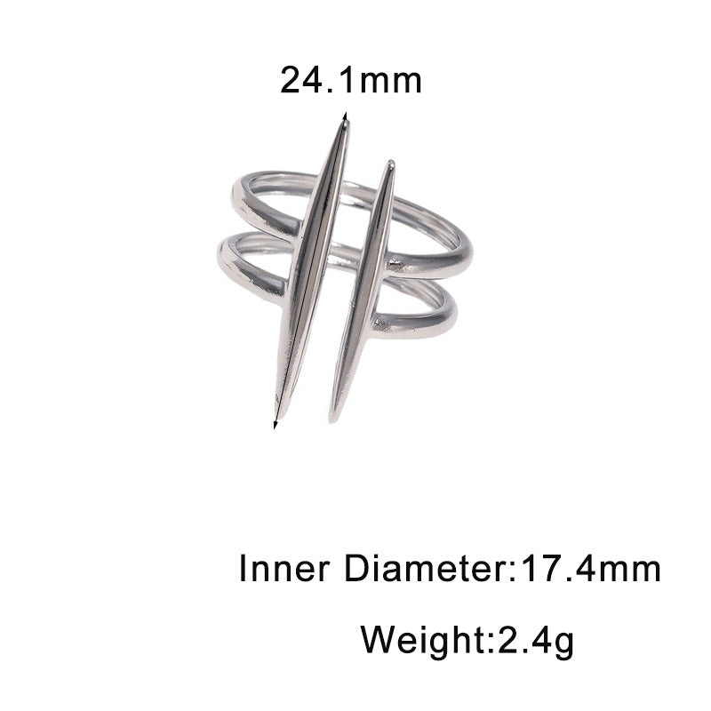 Minimalist Geometric Line Plated Stainless Steel Open Ring for Women