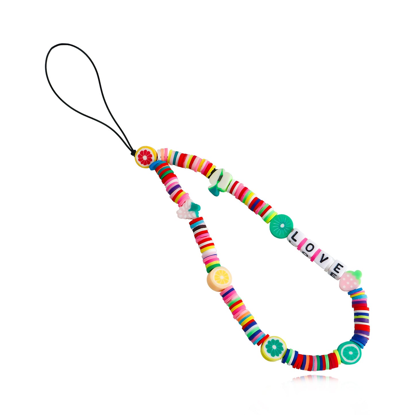 Sweet Fruit Pattern Square Letter Resin Phone Charm for Women