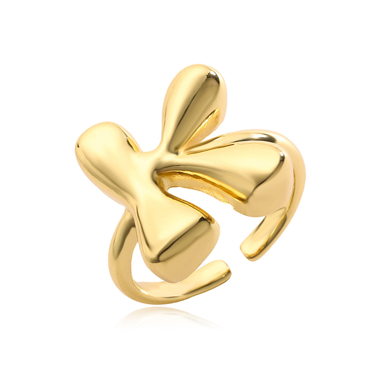 Anello da donna minimalista a lettera geometrica in rame placcato oro 18 carati con fascia aperta regolabile