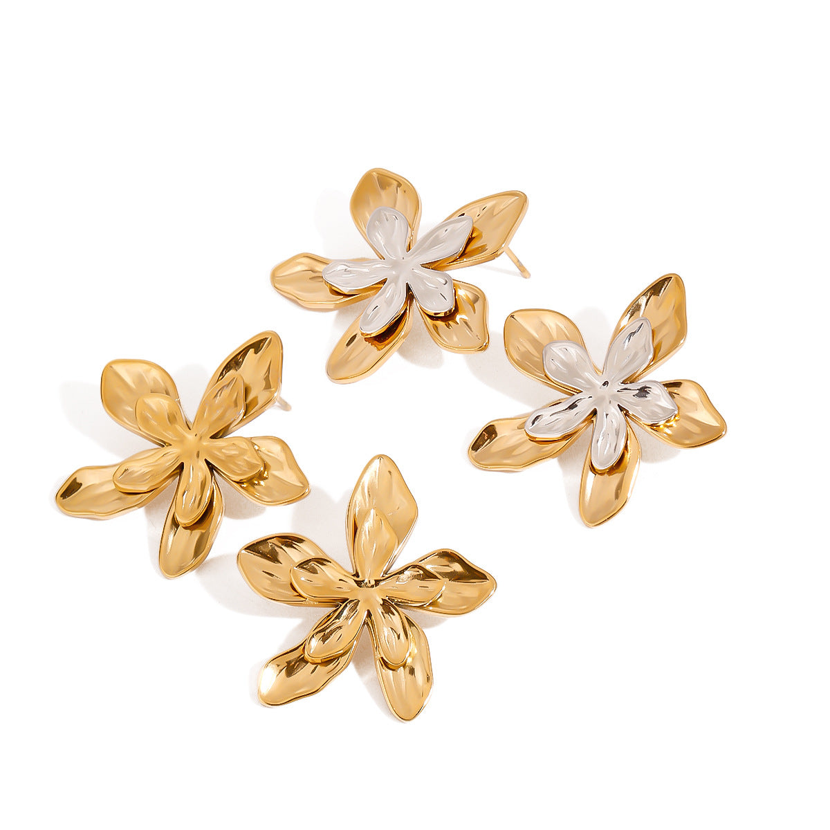 Minimalist Floral Plated Stainless Steel Earrings for Women