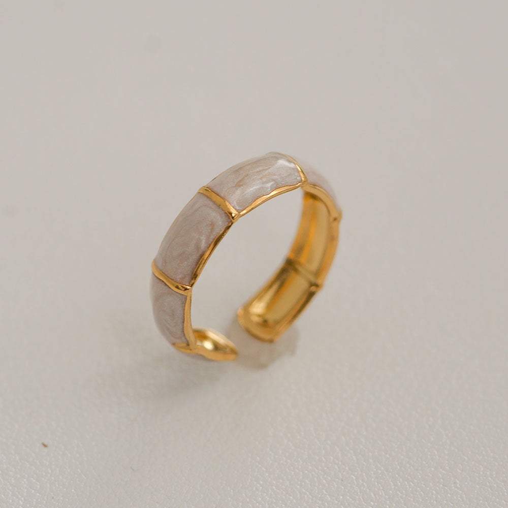 Anillo Minimalista de Acero de Titanio con Forma de Girasol, Bañado en Oro, Ajustable, para Mujer