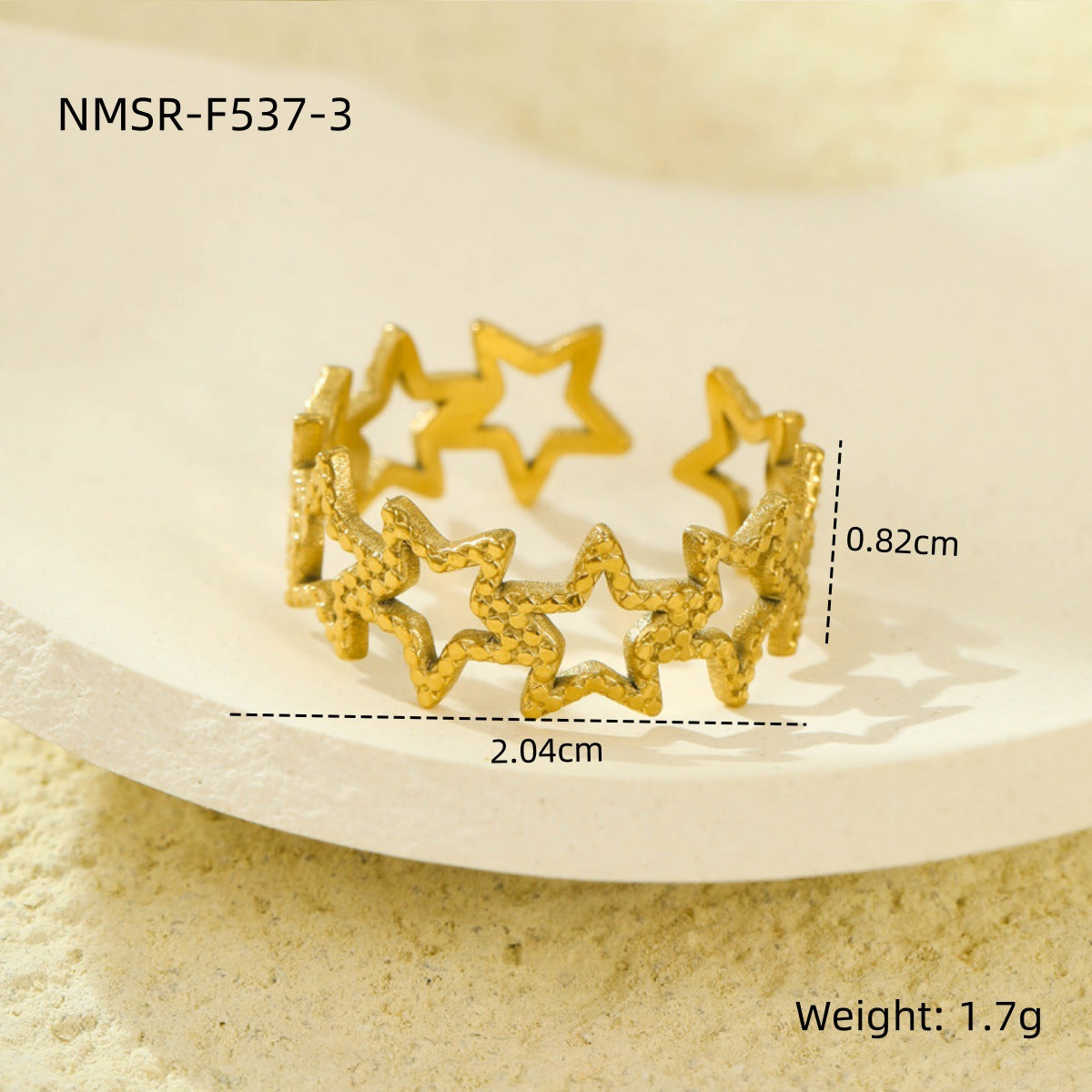 Anello aperto geometrico minimalista in acciaio inossidabile con placcatura in oro 18 carati, design multistrato cavo da donna