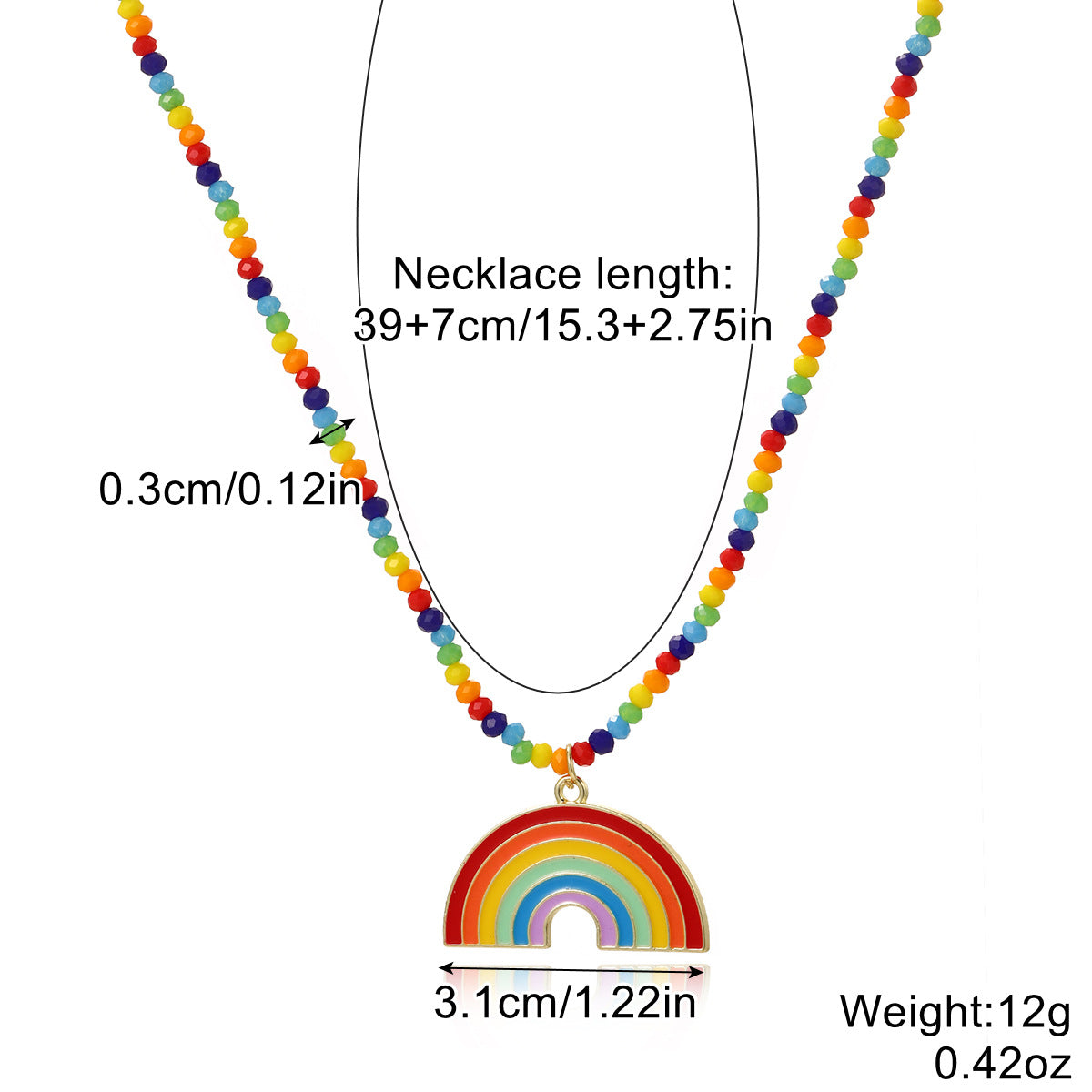 Minimalist Geometric Crystal Rainbow Pendant Necklace Zinc Alloy Unisex Multi-layer Clavicle Chain