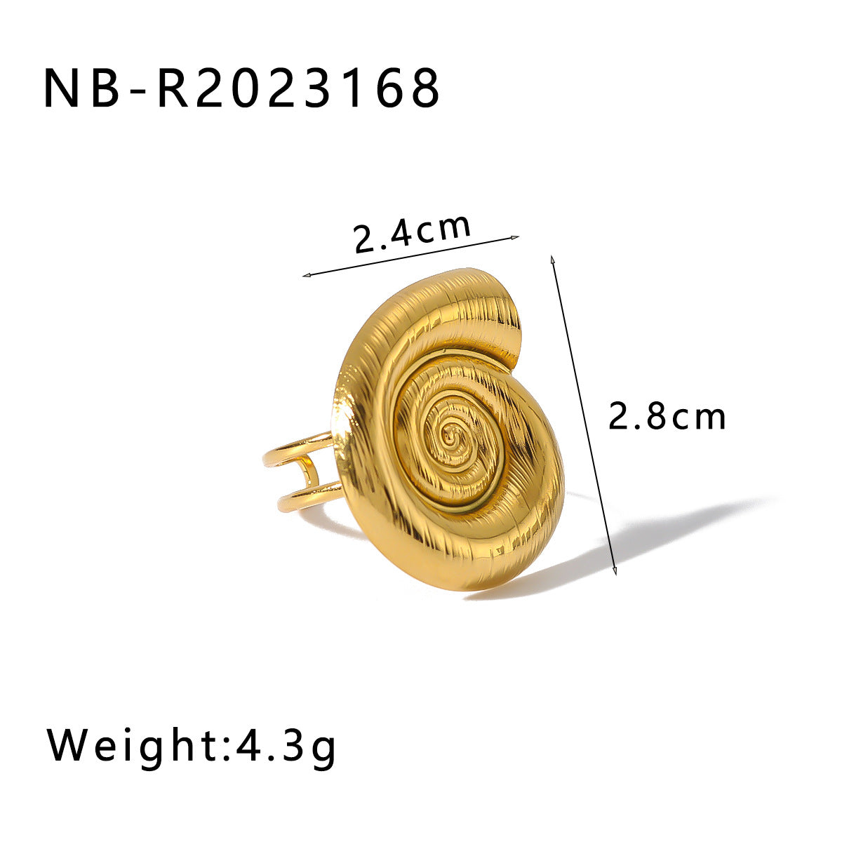 Anello in acciaio inossidabile placcato sottovuoto 18K a forma di abalone e stella marina, stile INS, oversize, da donna e da uomo