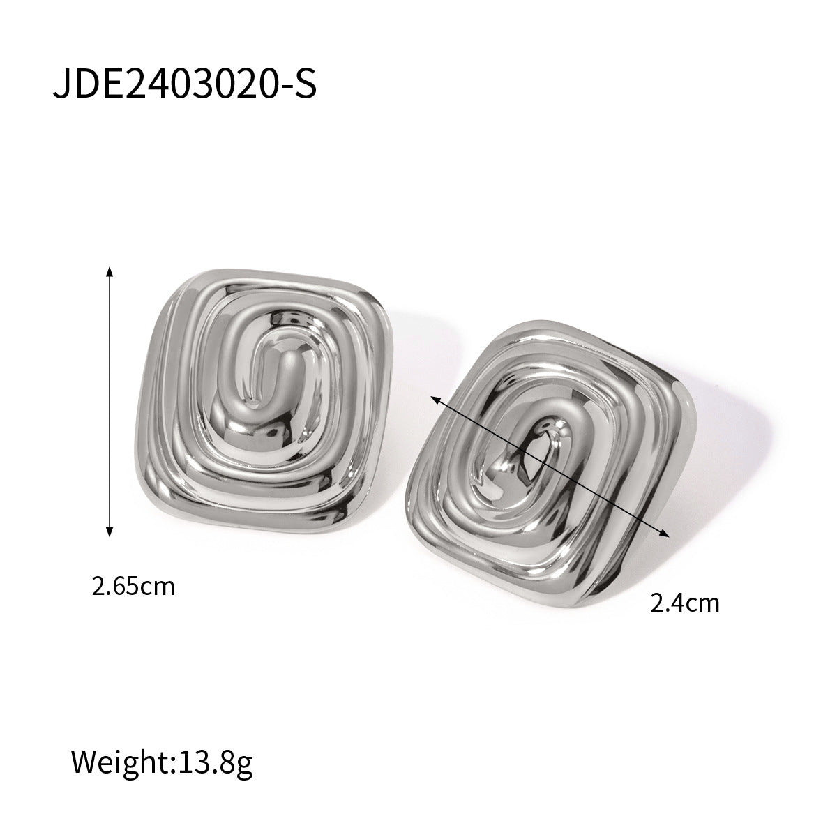 Orecchini a spirale rettangolari geometrici in acciaio inossidabile placcato oro 18K di tendenza per donna