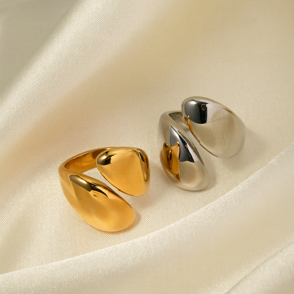 Anillo Abierto Asimétrico Geométrico Minimalista Chapado en Oro de 18K Acero Inoxidable Joyería de Moda para Mujer