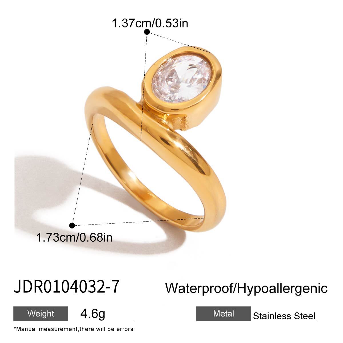 Elegant Geometric Cubic Zirconia Inlaid Plated Stainless Steel Ring for Women