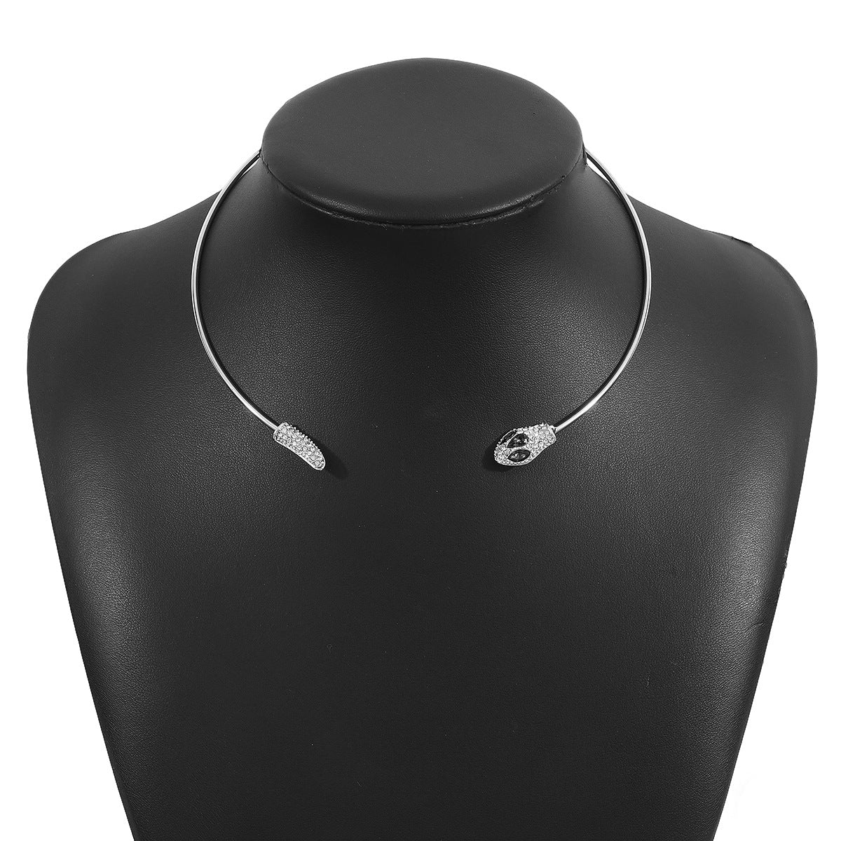 Hip Hop Animal Shape Snake Design Rhinestone Accent Choker Necklace for Women