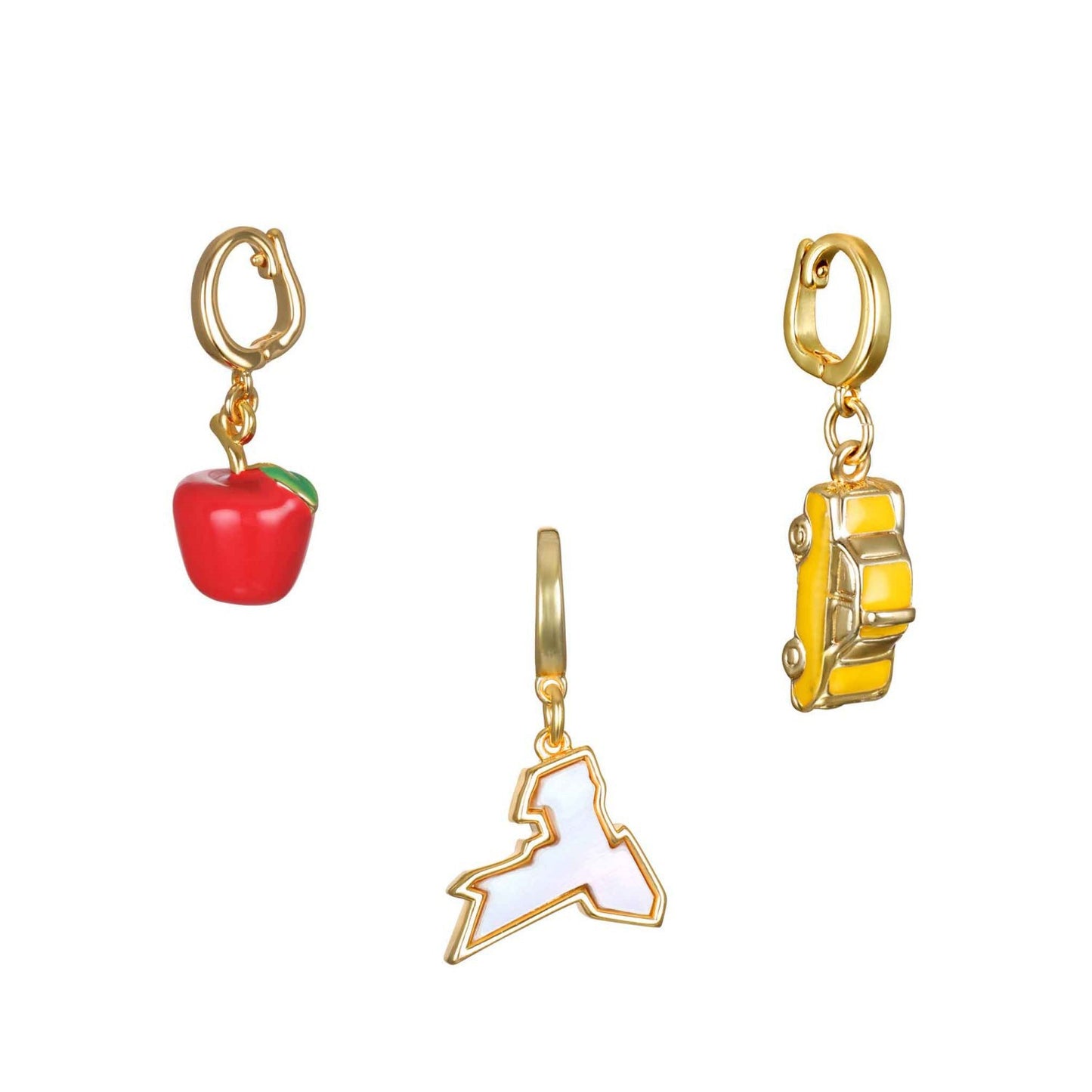 Colorful Fruit Apple Strawberry Pearl Bow Plated Brass Charm Bar