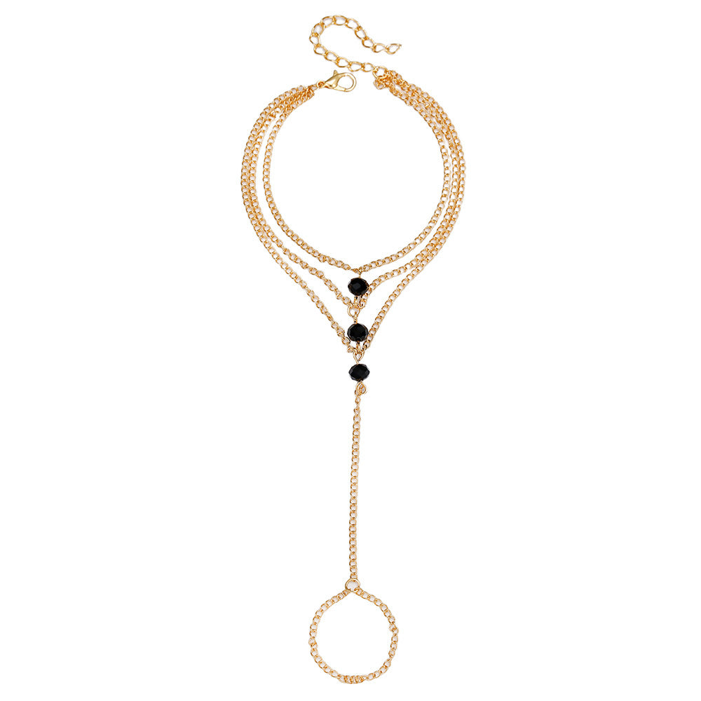 Geometric Zinc Alloy Finger Chain Bracelet for Women