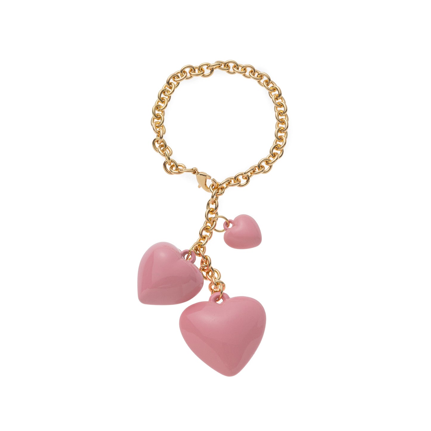 Heart Shaped Resin Pearl Plated Brass Keychain Bag Charm