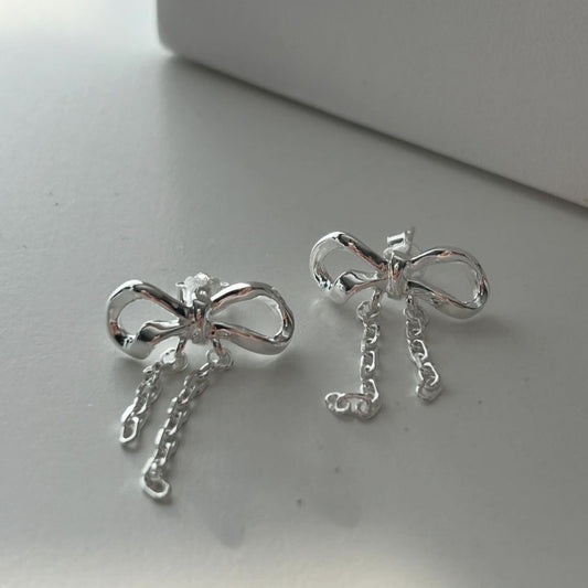 Minimalist Sweet 925 Sterling Silver Plated Bow Earrings